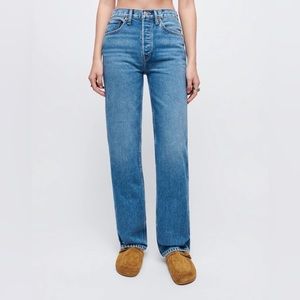 RE/DONE High Rise Loose Jeans in Stoned Azul (NWT)